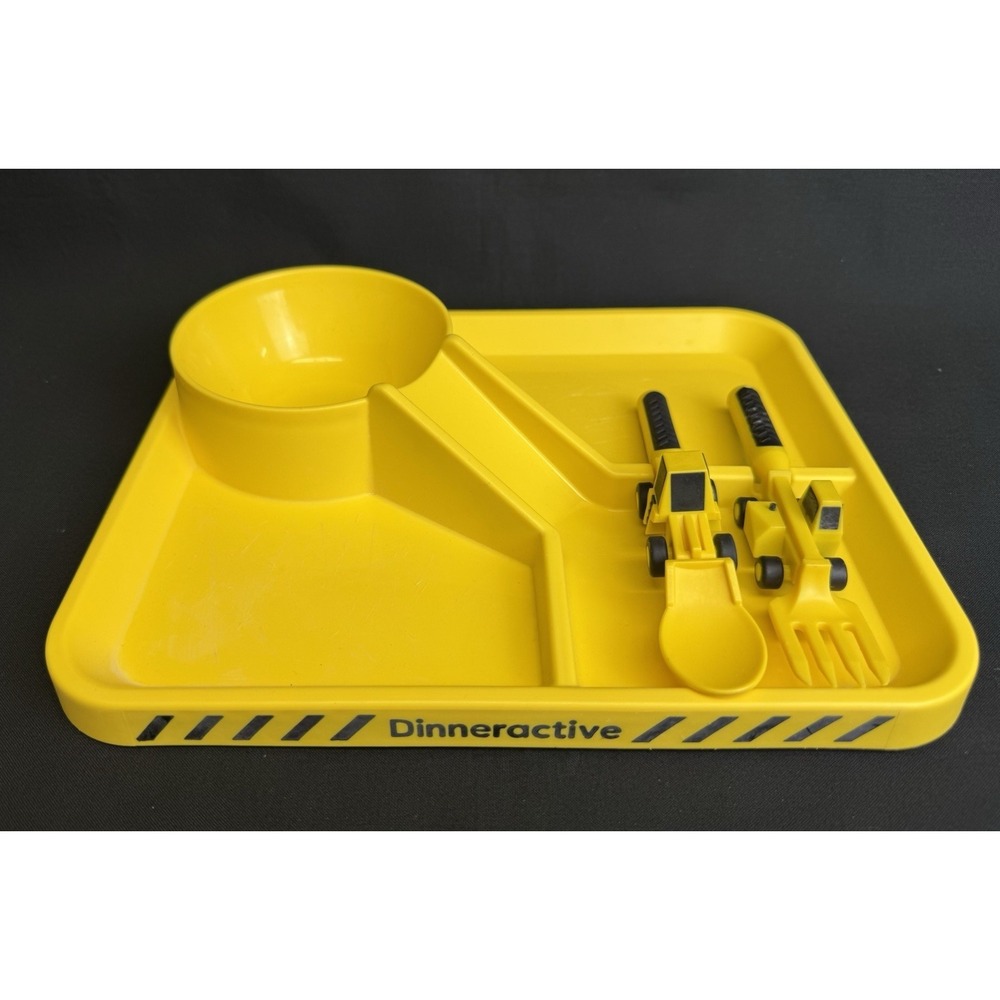 Dining Set Of 3 Piece Construction Themed Toddler Utensils & Toddler Plate